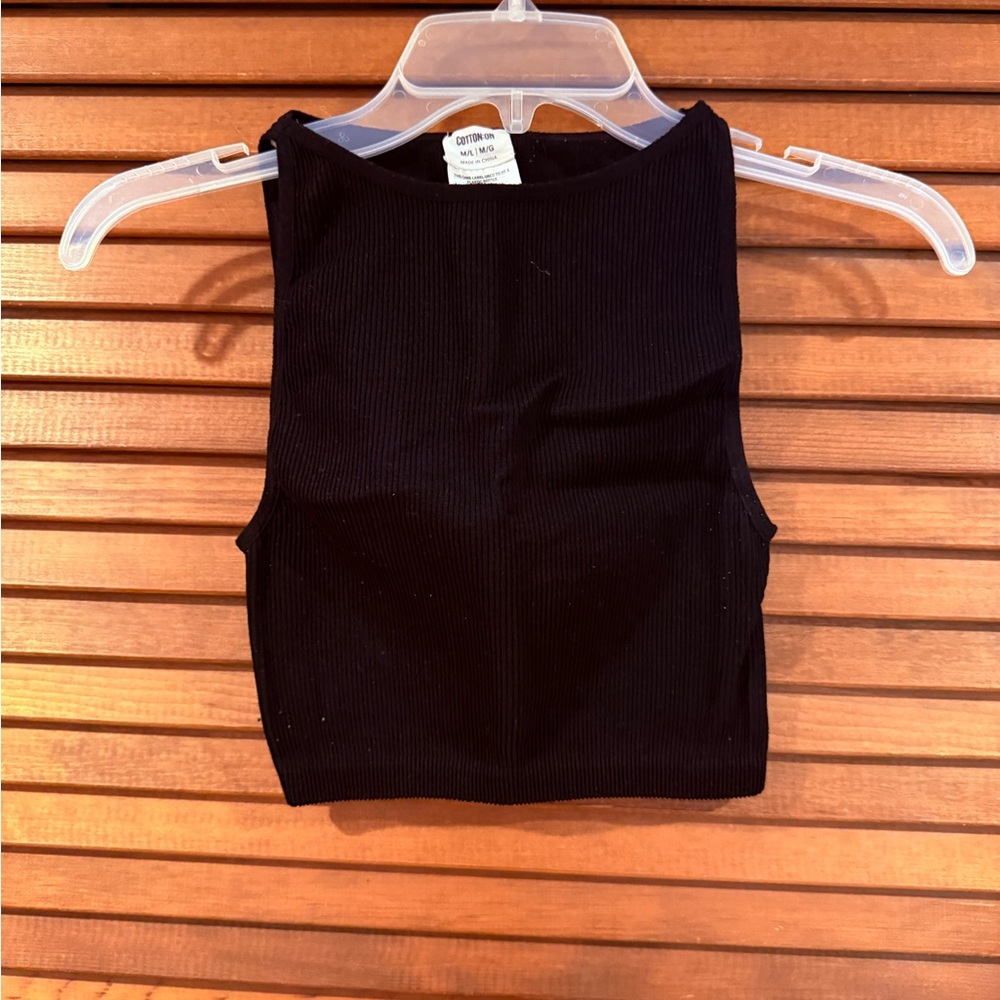 Cotton On Black Ribbed Crop Top